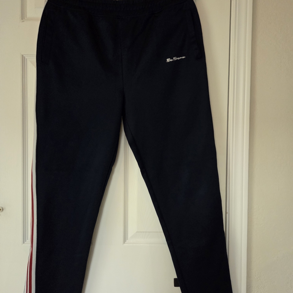 Ben Sherman Black Sweatpants with Red Stripe